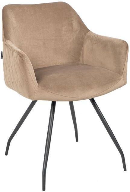 Bronx71 Eetkamerstoel velvet Nelly taupe Eetkamerstoelen met armleuning Eetkamerstoel taupe Kuipstoel Stoel fluweel Eetkamerstoel met armleuning