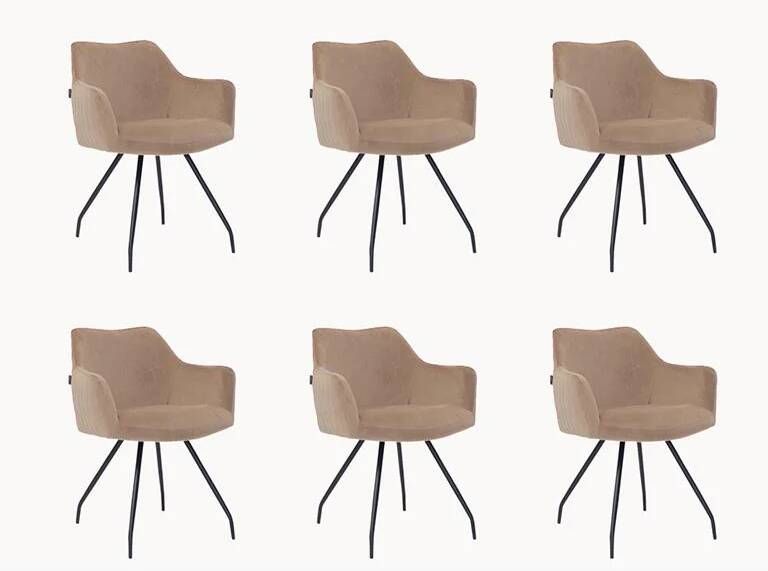 Bronx71 Velvet eetkamerstoel Nelly taupe Eetkamerstoelen set van 6