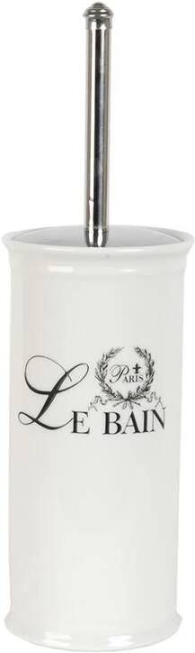 Clayre & Eef WC Borstel met Houder Ø 11x24 cm Wit Keramiek Rond