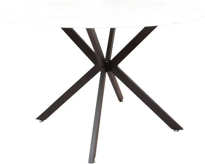 DS4U Eettafel Gino marmerlook marmer 120 cm wit tafelblad zwart metaal onderstel rond - Foto 2