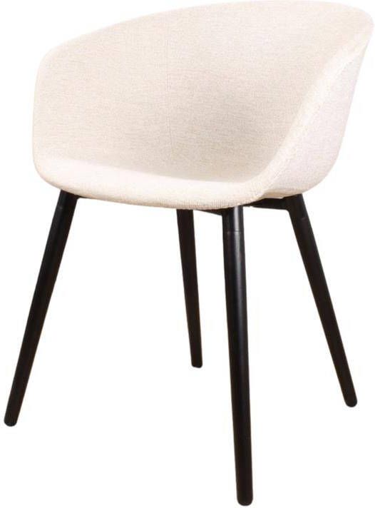 DS4U Liva Eetkamerstoel Stof Ivoor Wit Vriendelijk Strak en Comfortabel Optimaal Comfort Geweven Stof voor een Moderne en Trendy Look Luxueuze Uitstraling Vier Zwarte Metalen Poten Creëer een Unieke Uitstraling met Kleurcombinaties - Foto 3