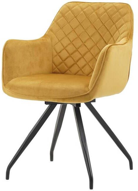 DS4U Romy 2.0 armstoel velours goud comfortabel en stijlvolle stoel voor in huis draaibare eetkamerstoel - Foto 2