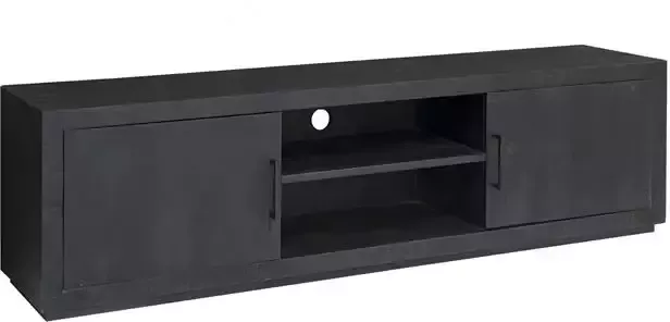 Duverger Black Omerta TV-meubel 180cm mango zwart 2 deuren 2 nissen stalen frame