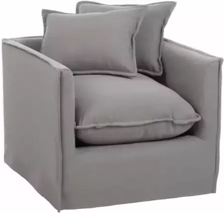 Duverger Cushions Fauteuil met kussens linnen grijs Afm: 85 cm 65 cm
