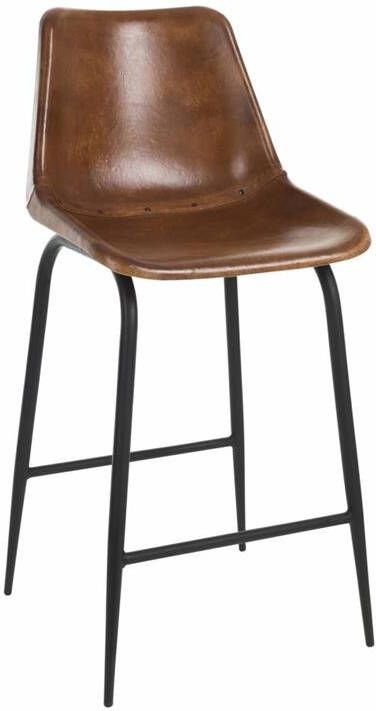 Duverger High chair 2 Barstoel set van 2 cognac leder metaal