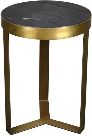 Duverger Marble Bijzettafel 40cm marmer gecoat staal zwart goud rond