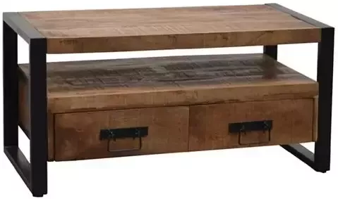Duverger Robust TV-meubel 102cm 2 lades 1 nis naturel mangohout staal