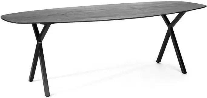 Duverger Smooth Mango Eettafel ovaal mango 240cm x 110cm kruispoot staal zwart