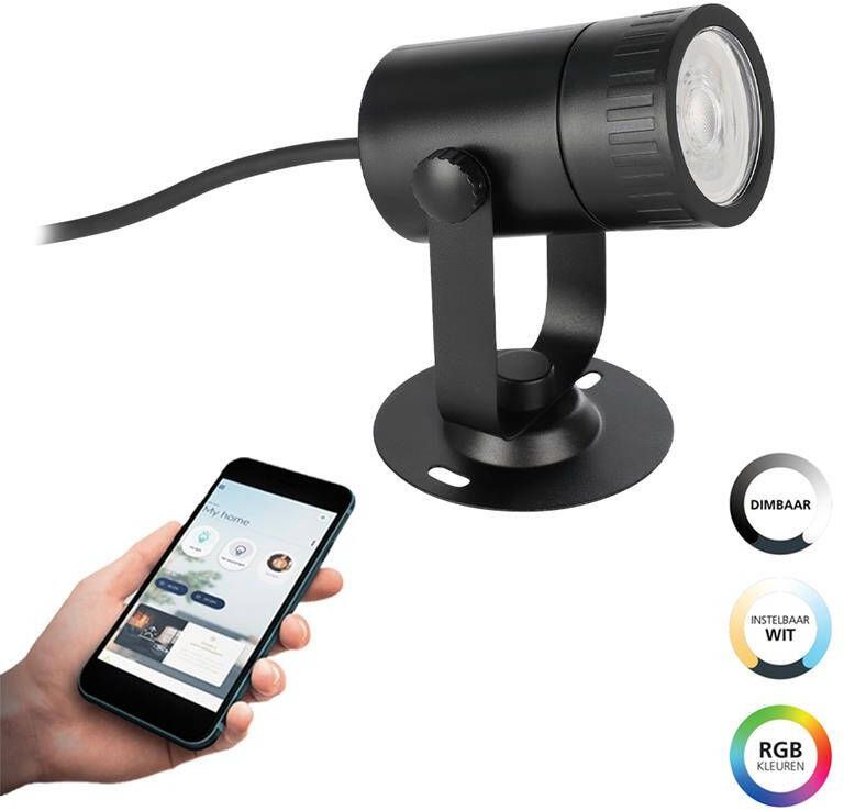 EGLO Staande lamp NEMA-Z vloerlamp buitenlamp spot grondpen zwart ZigBee 3.0 App spraakbesturing Alexa ‎‎‎‎‎‎‎125x115x90cm excl. afstandsbediening (1 stuk) - Foto 5