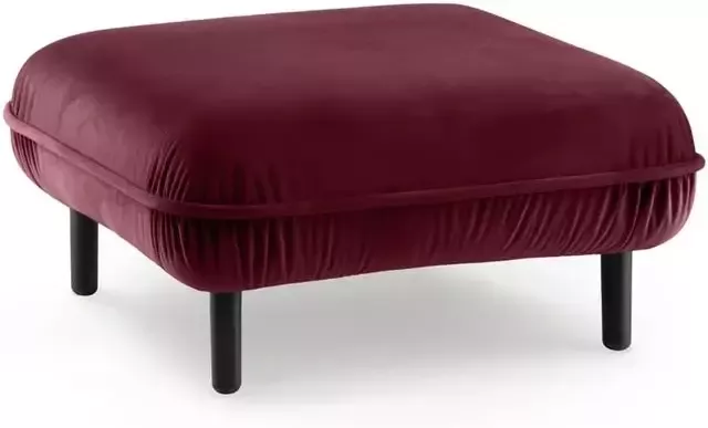 EMKO Poof Sofa Poef fluweel bordeaux vierkant houten pootjes - Foto 2
