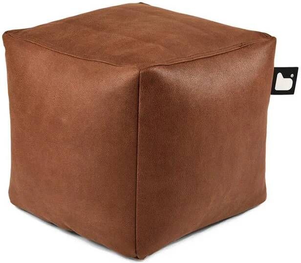 Extreme Lounging b-box leatherlook poef voor binnen ergonomische 40x40x40cm chestnut
