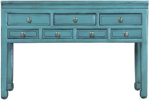 Fine Asianliving Antieke Chinese Sidetable Deep Turquoise B121xD45xH78cm Chinese Meubels Oosterse Kast