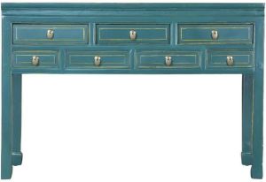 Fine Asianliving Antieke Chinese Sidetable Teal B121xD45xH78cm Chinese Meubels Oosterse Kast