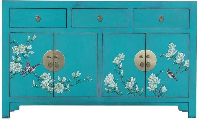 Fine Asianliving Chinees Dressoir Dusty Turquoise Handbeschilderd Orientique Collectie B140xD35xH85cm Chinese Meubels Oosterse Kast