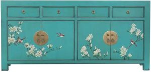 Fine Asianliving Chinees Dressoir Dusty Turquoise Handbeschilderd Orientique Collectie B180xD40xH85cm Chinese Meubels Oosterse Kast
