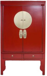Fine Asianliving Chinese Bruidskast Rood Ruby Rood Orientique Collection B100xD55xH175cm Chinese Meubels Oosterse Kast