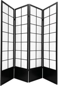 Fine Asianliving Japans Kamerscherm Shoji B180xH180cm Scheidingswand Zwart Miura