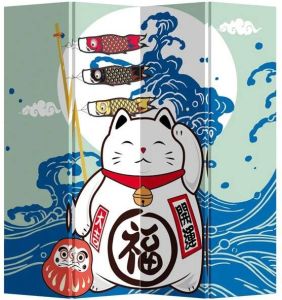 Fine Asianliving Kamerscherm Scheidingswand B160xH180cm 4 Panelen Lucky Cat