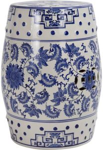 Fine Asianliving Keramische Kruk Keramiek Stoel Bijzettafel Keramische Kruk Chinese Lotus Blauw Wit Handgemaakt D33xH46cm Chinese Meubels Oosterse Kast