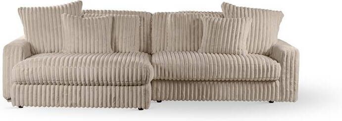 Giga Meubel Bank 3-Zits Vierkant Ribstof Beige 274x155x77cm Vito - Foto 2