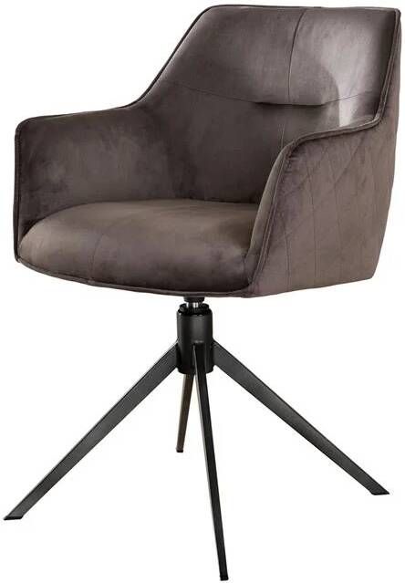 Giga Meubel Armstoel Velvet Antraciet Draaibaar Zithoogte 48cm