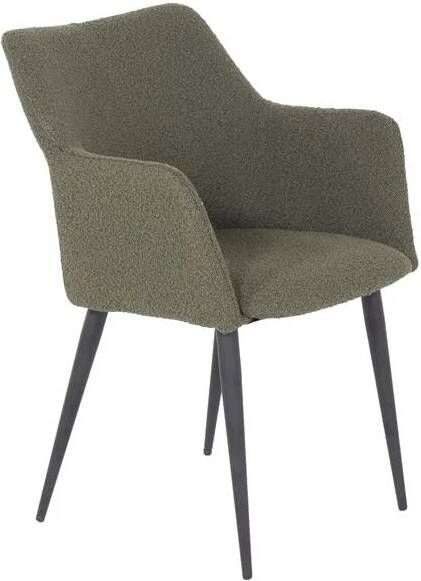 Giga Meubel Eetkamerstoel Bouclé Groen Metalen Onderstel Stoel Ellis - Foto 3