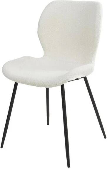 Giga Meubel Eetkamerstoel Ronde Buis Bouclé Wit Bouclé
