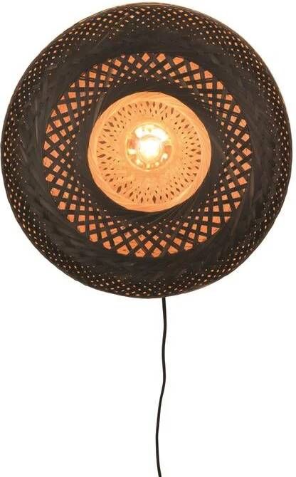 GOOD&MOJO Wandlamp Palawan Bamboe Zwart Ø40cm