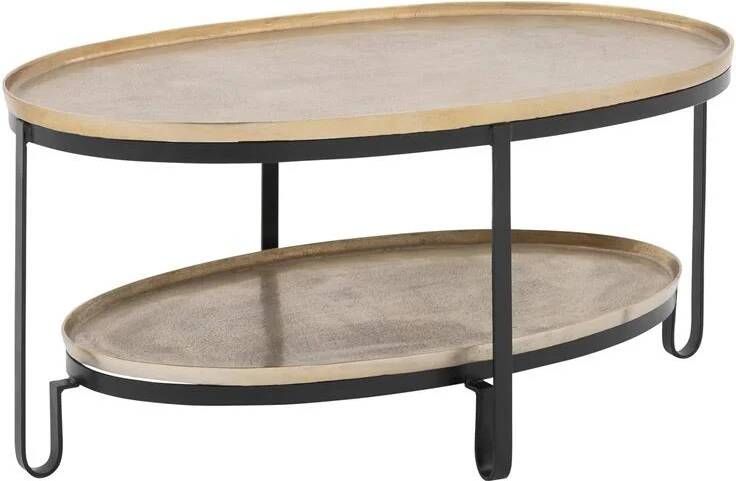 PTMD COLLECTION PTMD Mauro Ovale Salontafel 96 x 58 x 44 cm Aluminium Ijzer Zwart - Foto 3