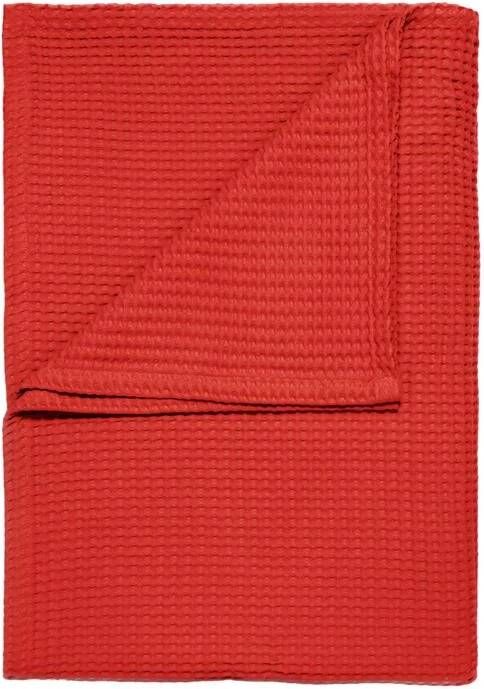 Heckettlane Plaid Wafel Warme deken voor op de bank Katoen 180x260 Rood - Foto 3