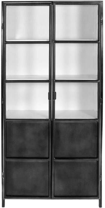 HSM Collection vitrinekast Bronx grijs wit 90x36x200 cm Leen Bakker