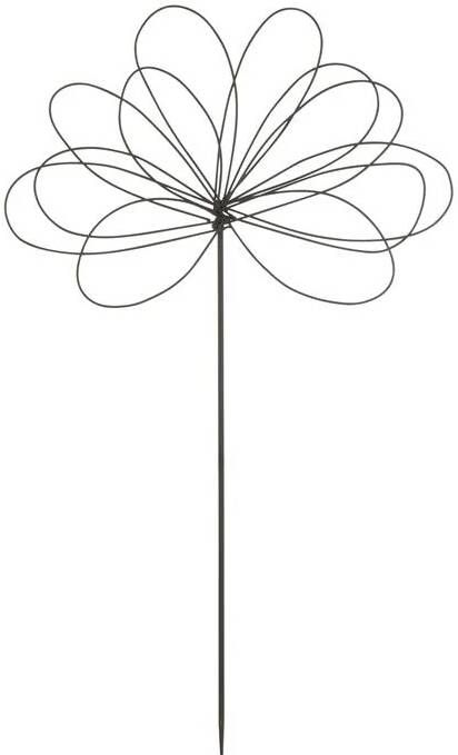 J-Line Decoratie Tuin Bloem Large Ijzer Zwart Set van 4