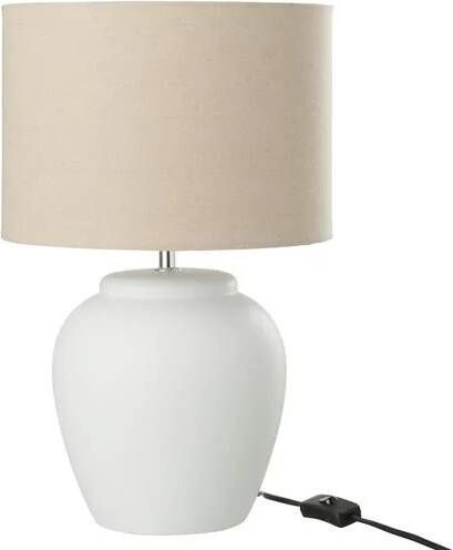 J-Line lamp Meli + Kap keramiek linnen wit small