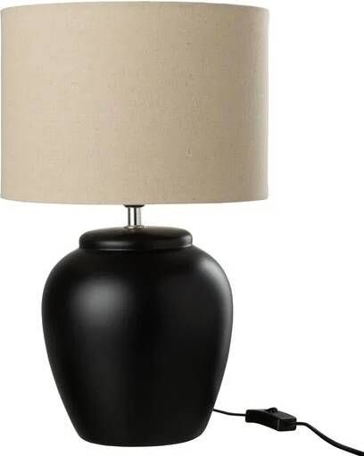 J-Line Lamp Meli + kap keramiek linnen zwart small