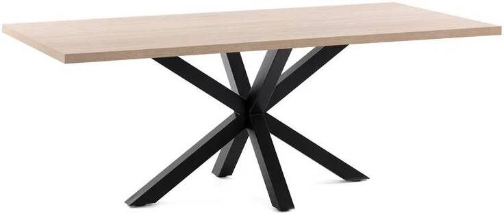 Kave Home Argo tafel 180 cm natuurlijke melamine zwarte benen