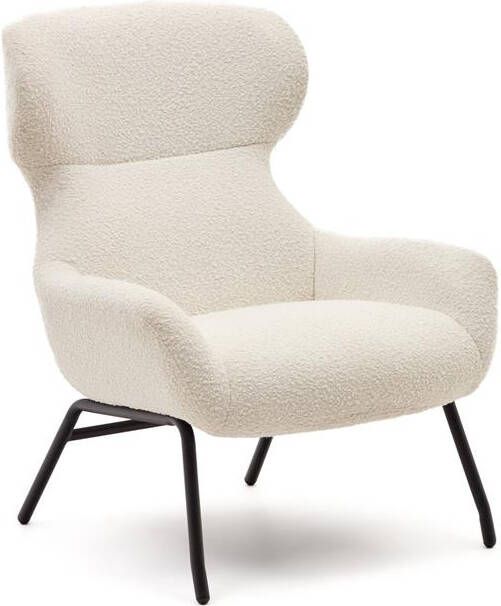 Kave Home Belina-fauteuil van wit schapenvacht en zwarte staal. - Foto 2