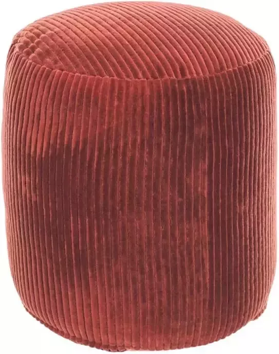 Kave Home Cadenet ronde poef in terracotta corduroy met brede naad Ø 40 cm