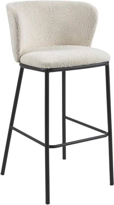 Kave Home Kruk Ciselia van wit bouclé en zwart metaal 75 cm hoog FSC Mix Credit - Foto 4