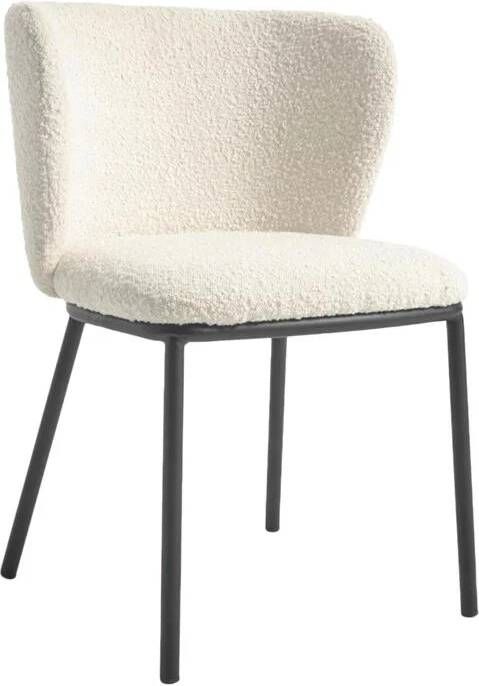 Kave Home Ciselia stoel met witte bouclé en stalen poten met zwarte afwerking FSC Mix Credit - Foto 4