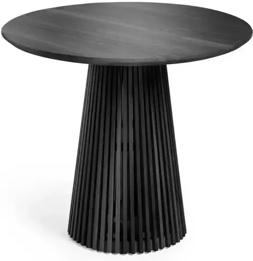 Kave Home Jeanette ronde massief witte cederhouten tafel in zwart Ø 90 cm