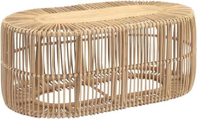 Kave Home Salontafel Lael van rotan met naturel afwerking Ø 110 x 60 cm - Foto 3