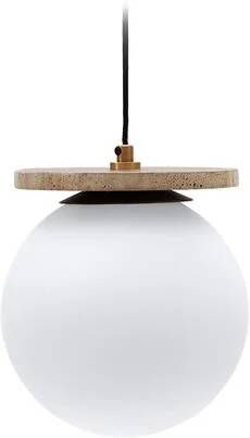 Kave Home Malachi-plafondlamp van mat glas en travertijnsteen - Foto 2