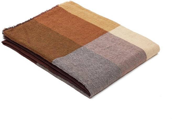 Kave Home Meerkleurige Macel-deken van linnen en katoen met