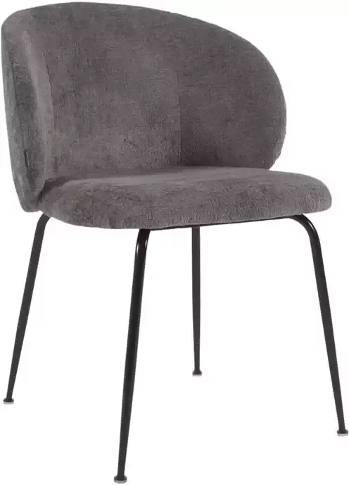 Kave Home Minna chenille stoel in grijs met zwart stalen poten - Foto 2