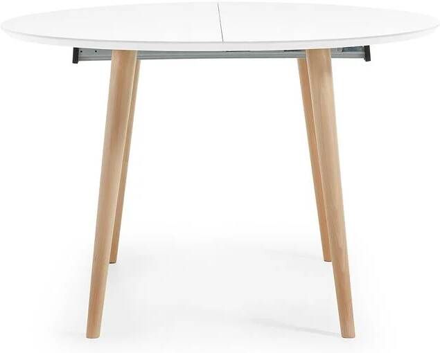 Kave Home Oqui ronde uittrekbare tafel gelakt mdf en massief beukenhouten poten 120(200)x120 cm (mtk0006) - Foto 4