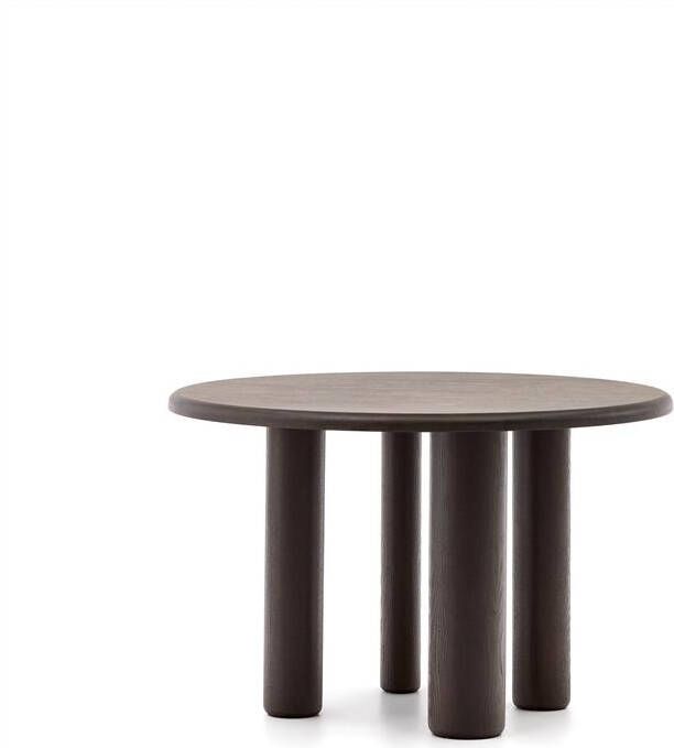 Kave Home Ronde Mailen-tafel in essenfineer met donkere afwerking Ø 120 cm - Foto 4