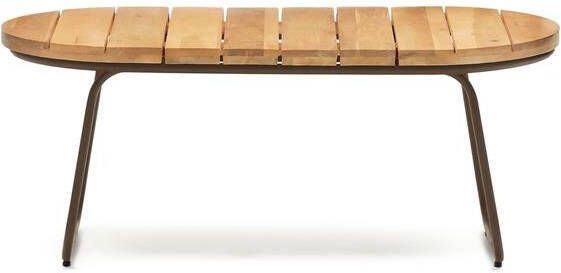 Kave Home Salguer outdoor salontafel van massief acaciahout en bruin staal Ø 100 x 50 cm FSC 100%