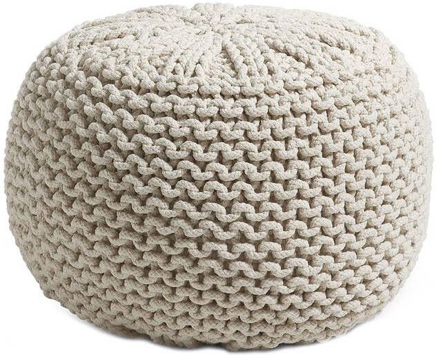 Kave Home Gebreide poef Shott beige Rond - Foto 3