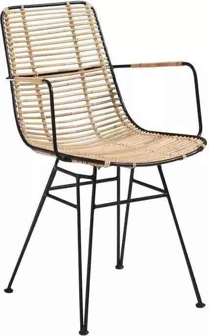 Kave Home Eetkamerstoel Tishana zwart synthetic wicker rattan met armleuning - Foto 2