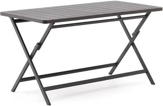 Kave Home Torreta opvouwbare buitentafel van aluminium met donkergrijze afwerking 140 x 70 cm - Foto 2